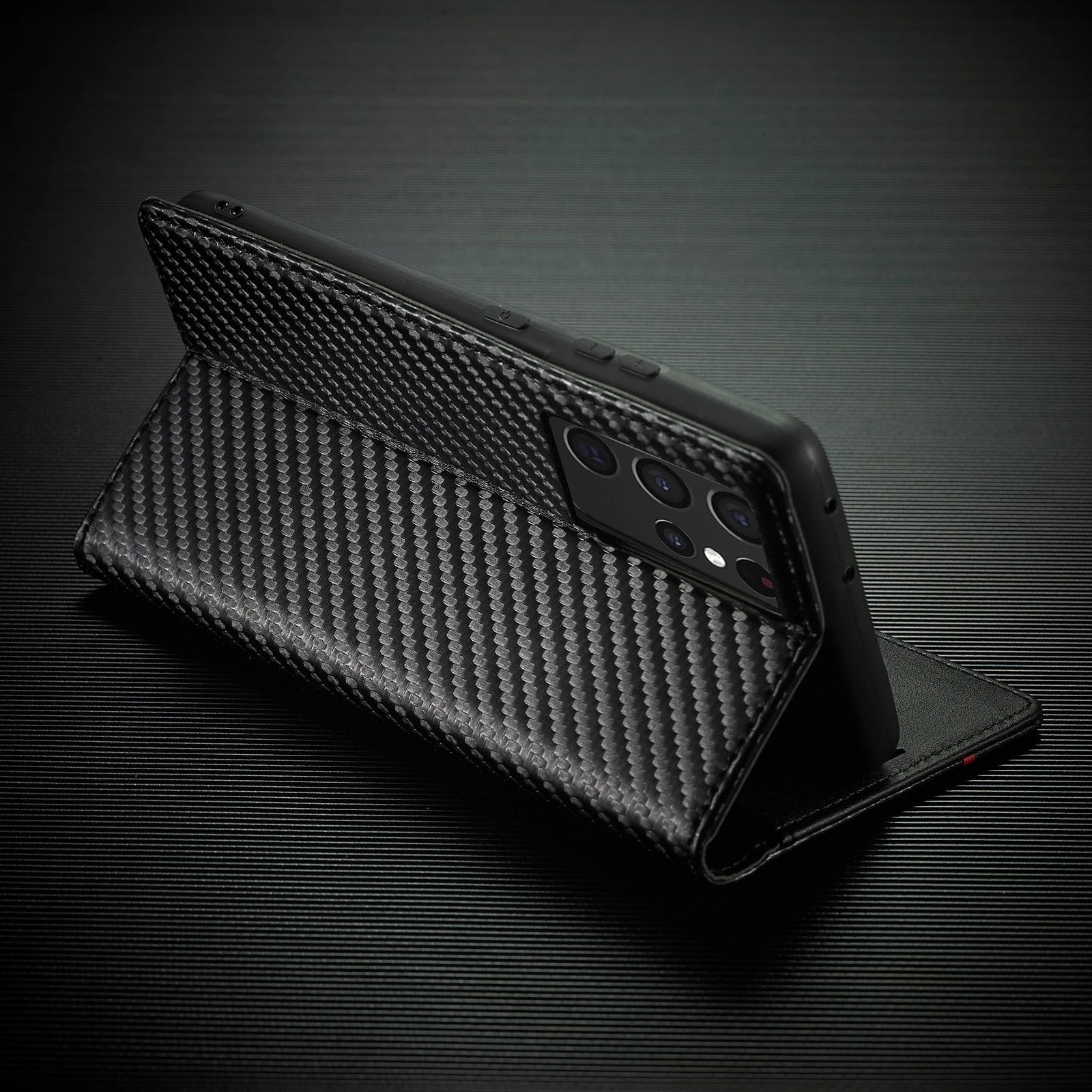 Maliben | S23 Phone Case | Card Holder Made Of Carbon Fiber Leather With Magnetic Closure