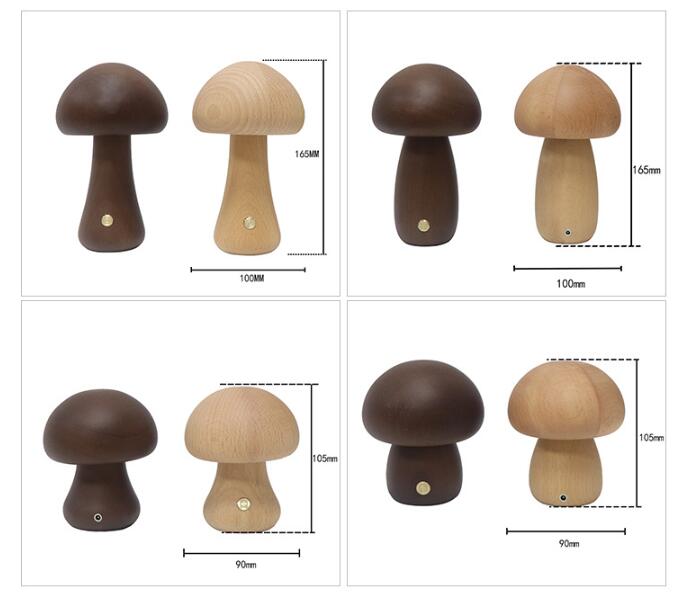 Maliben | Mushroomlight - Wireless Wooden Mushroom Led Night Light