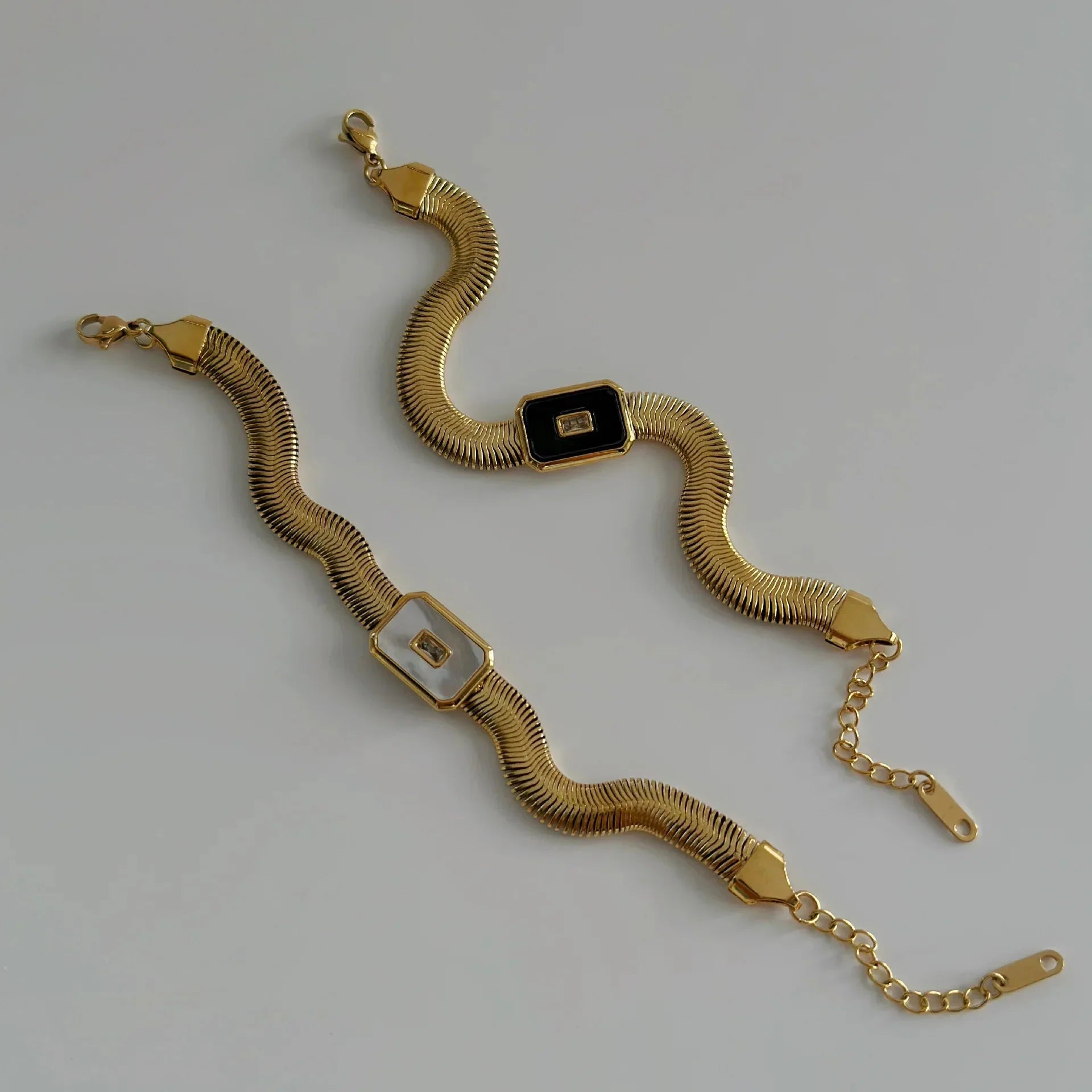 Maliben | Chunky Chain & Herringbone Bracelets