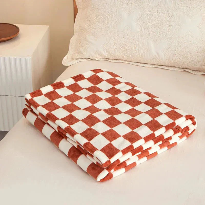 Maliben Classic Checkered Pattern Sofa Blanket