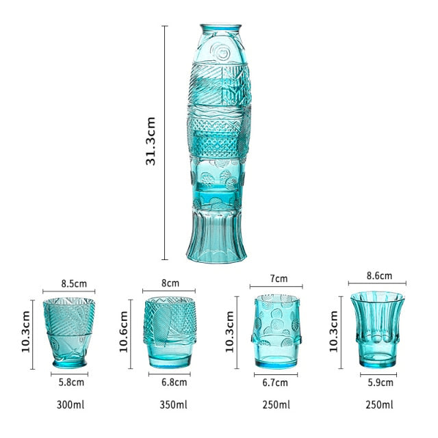 Maliben | Colored Glass Cup Set in Koi Fish Shape - Sale