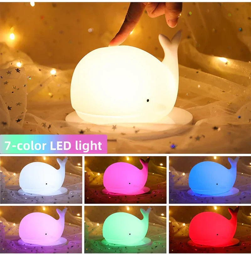 Maliben | Cute Whale Night Light With Colour Changing - Glowwhale
