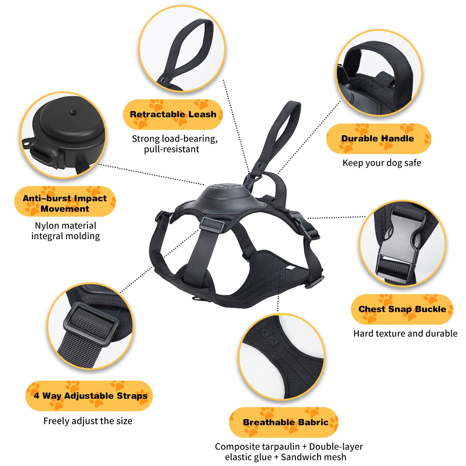 Maliben | mamymarket™ - Dog Harness and Retractable Leash Set All-in-One