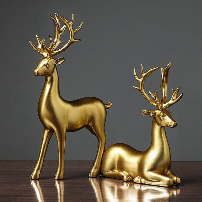 Maliben | Golden Couple Deer Figurines