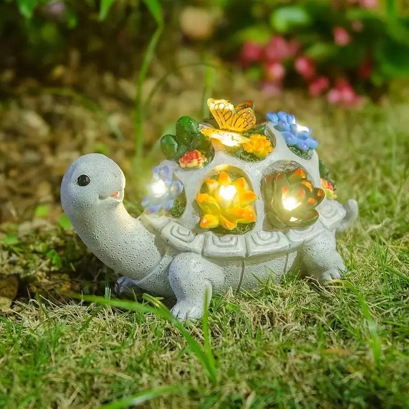 Maliben | Solaro Turtle Garden | Solar Turtle Statue With Led & Succulents | For Garden, Terrace & Balcony