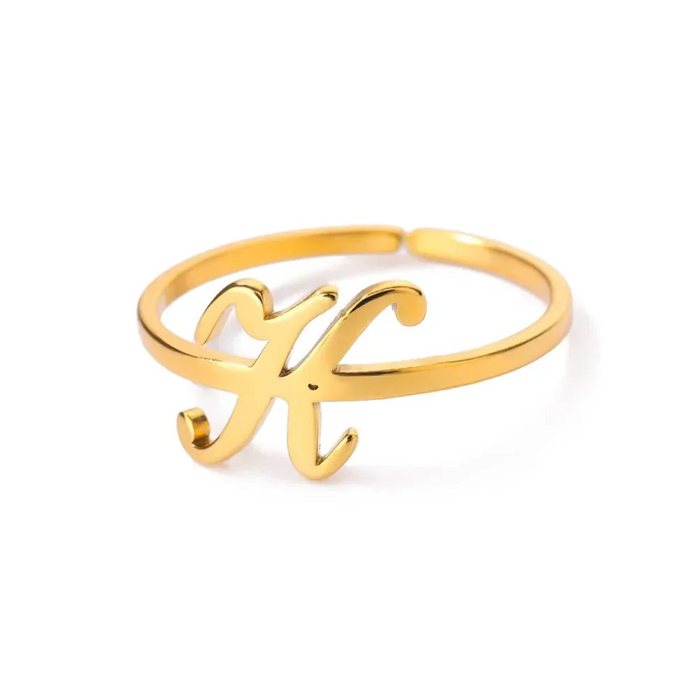 Maliben | Dainty Adjustable Classy Letter Initial Rings
