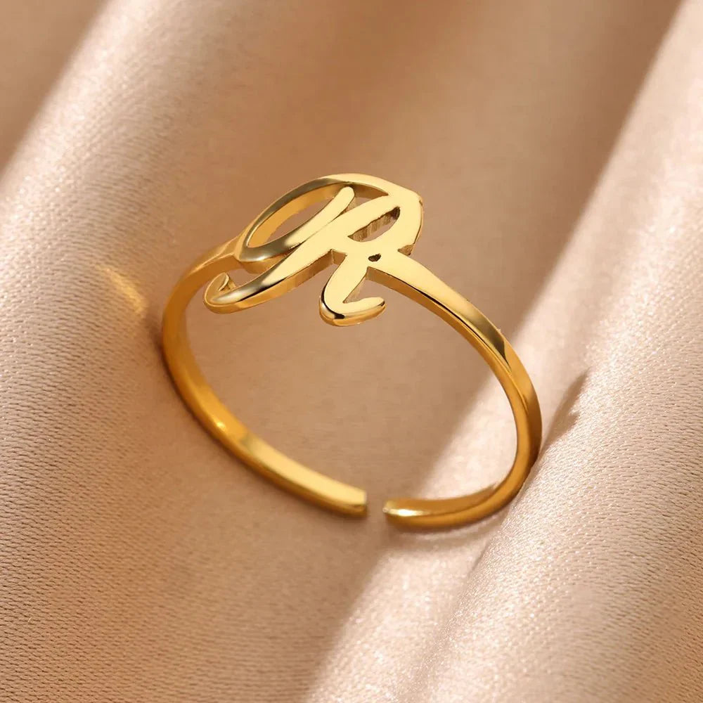 Maliben | Dainty Adjustable Classy Letter Initial Rings