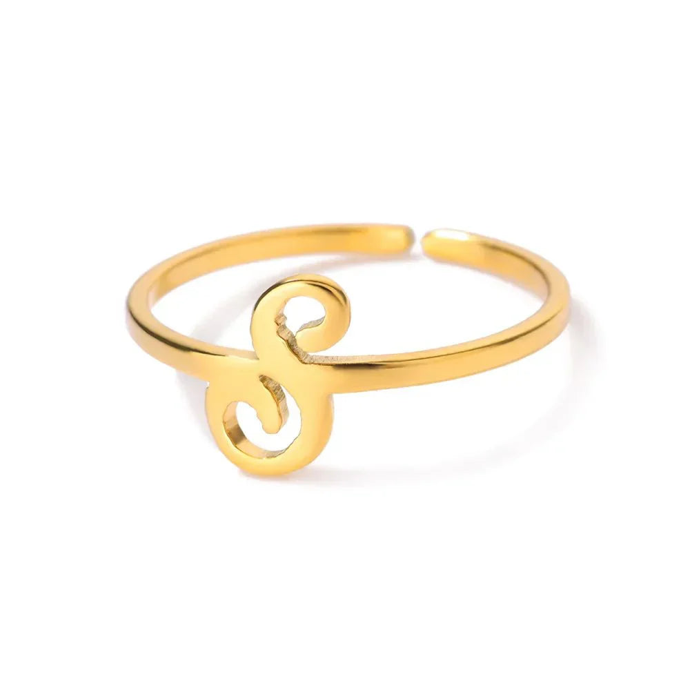 Maliben | Dainty Adjustable Classy Letter Initial Rings