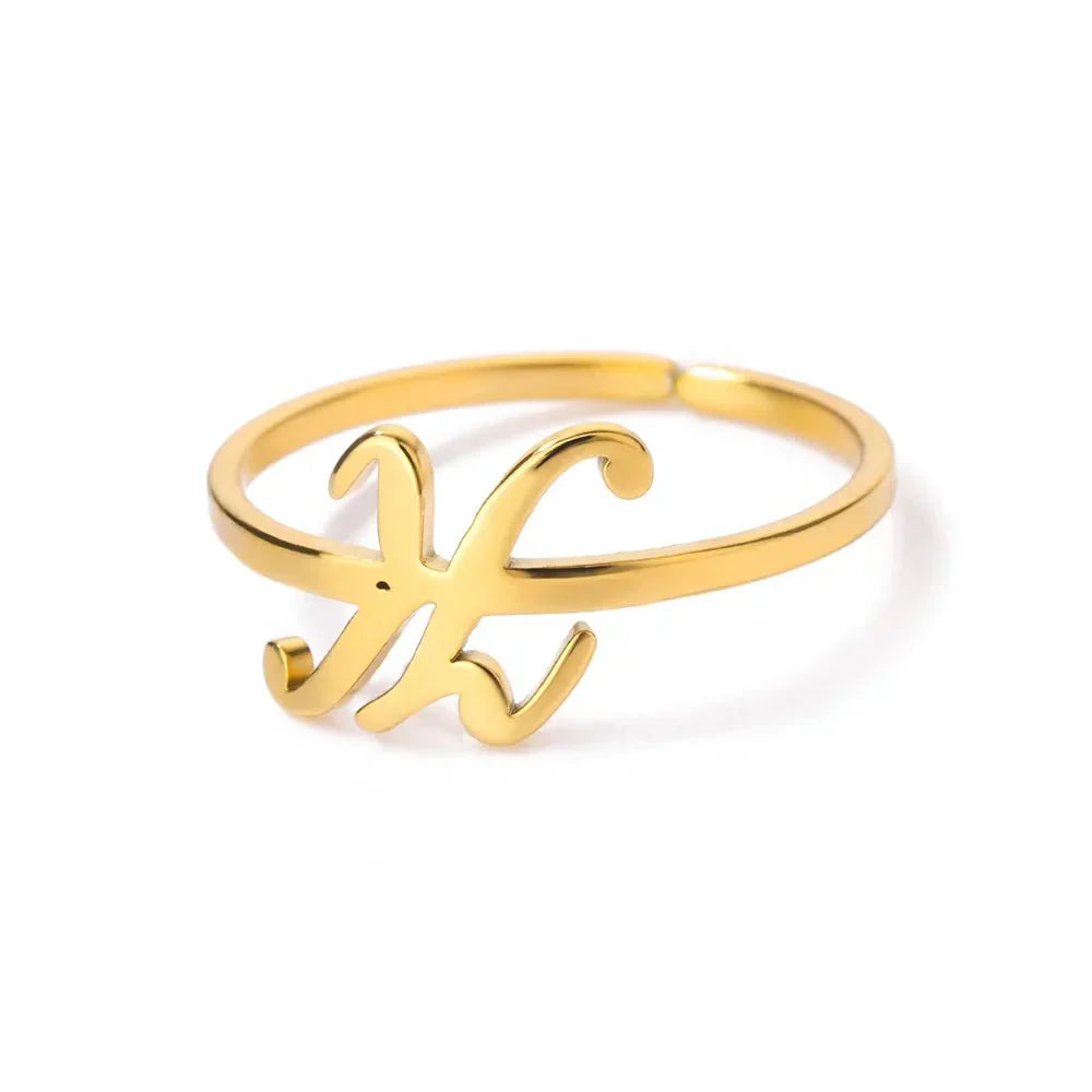 Maliben | Dainty Adjustable Classy Letter Initial Rings