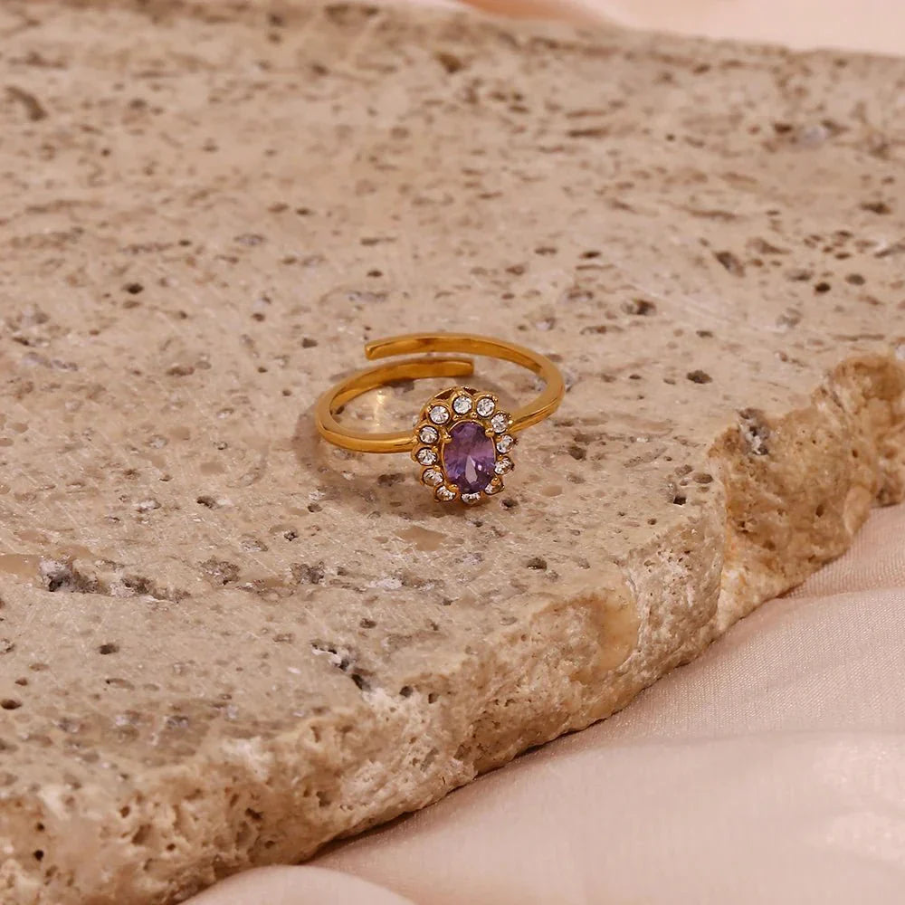 Maliben | Dainty Adjustable Oval Diamond Rings