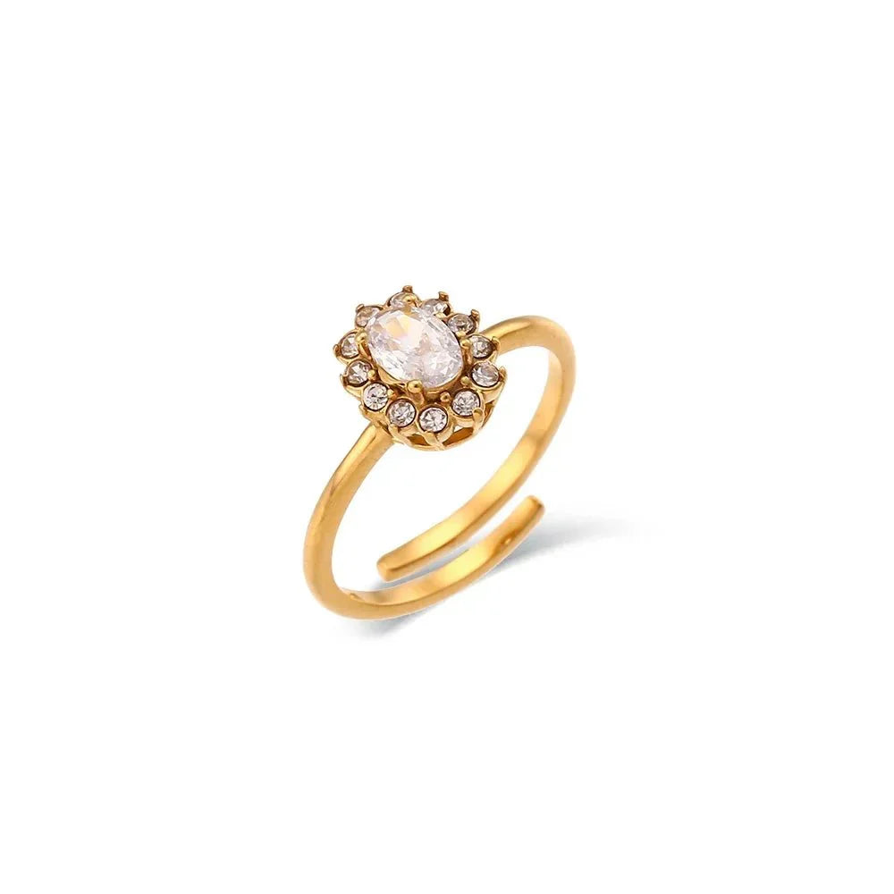 Maliben | Dainty Adjustable Oval Diamond Rings