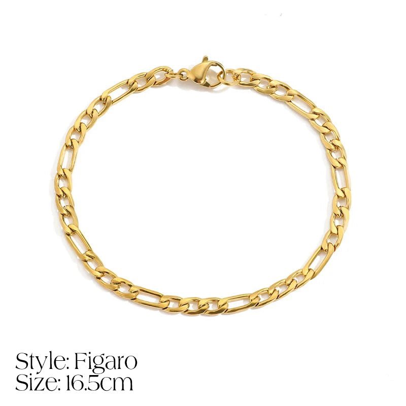 Maliben | Dainty Cuban Figaro Chain Letter Initial Bracelet