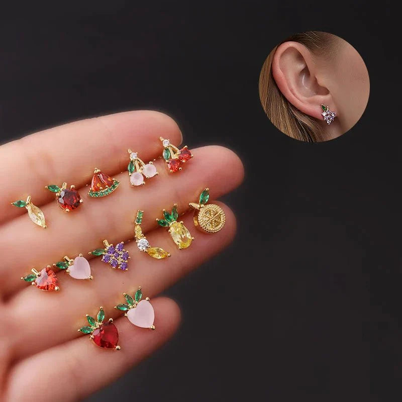 Maliben | Dainty Fruit Hoop & Stud Earrings
