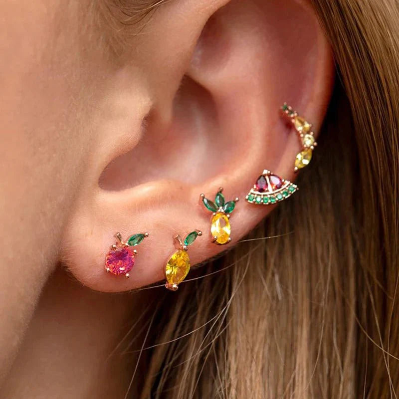 Maliben | Dainty Fruit Hoop & Stud Earrings