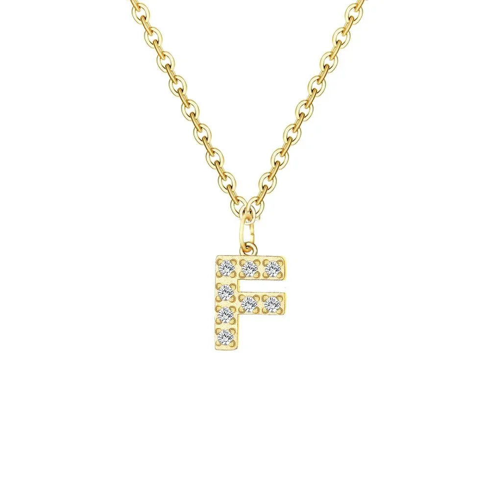 Maliben | Dainty Zircon Letter Initial, Number, Symbol Chain Necklace