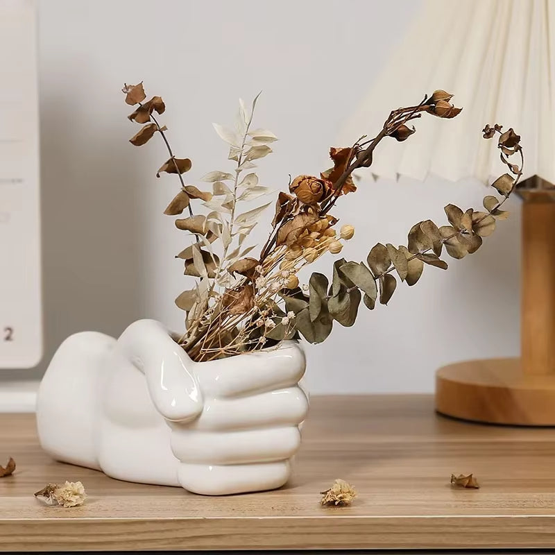 Maliben | Artistic Hand Gesture Ceramic Tabletop Flower Vase