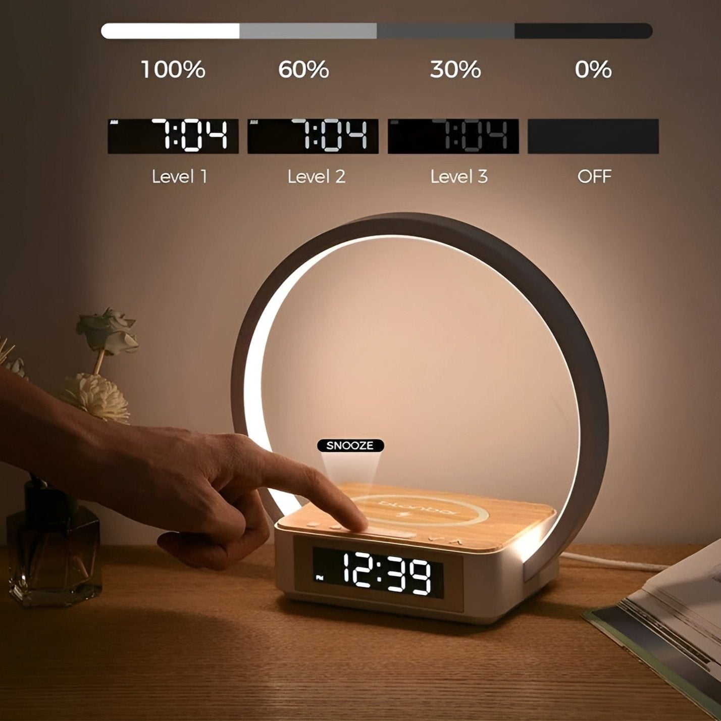 Maliben | Design Night Light With Charger And Gentle Wake Function - Lumorise