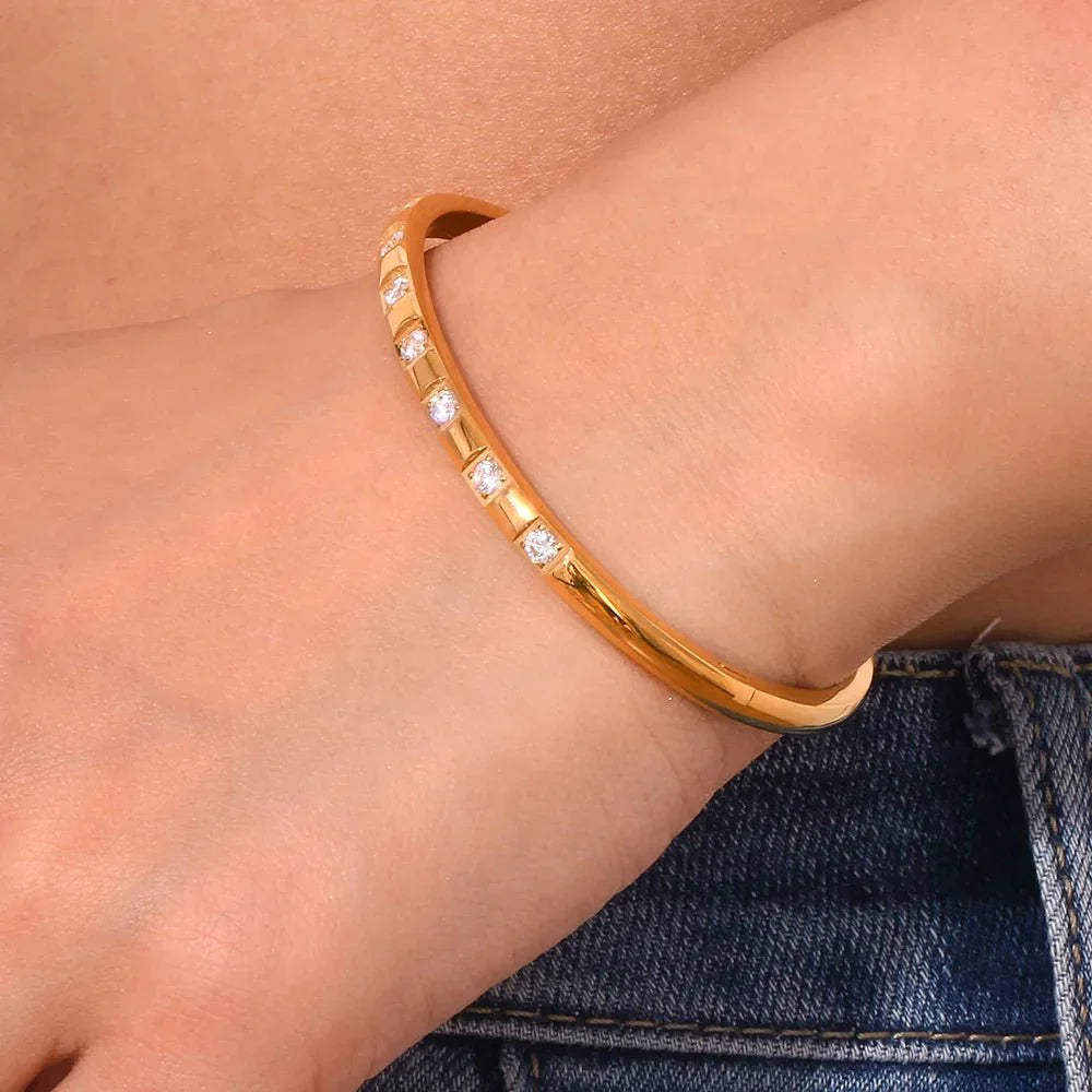 Maliben | Diamond Accented Gold Cuff Bracelet