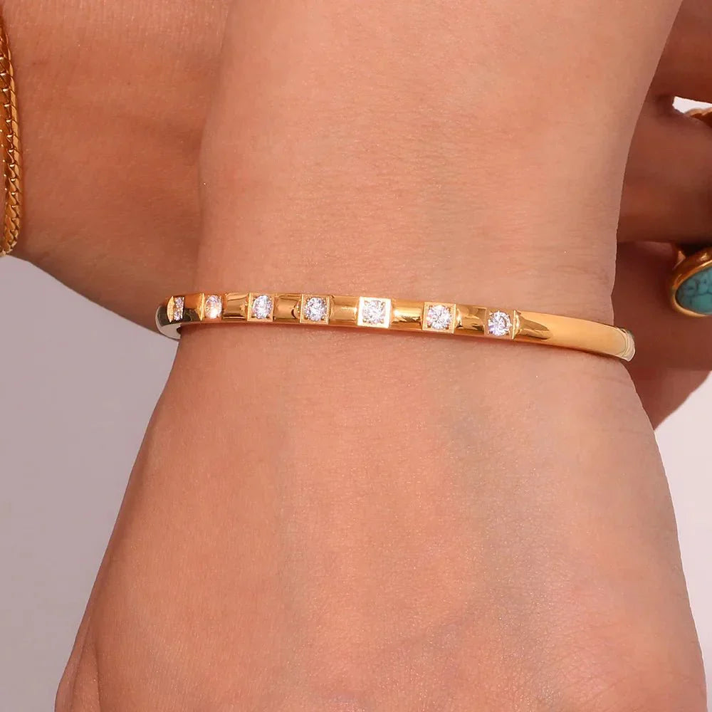 Maliben | Diamond Accented Gold Cuff Bracelet