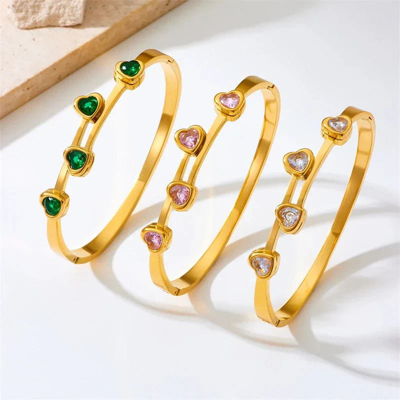 Maliben | Diamond Heart Cuff Bracelet