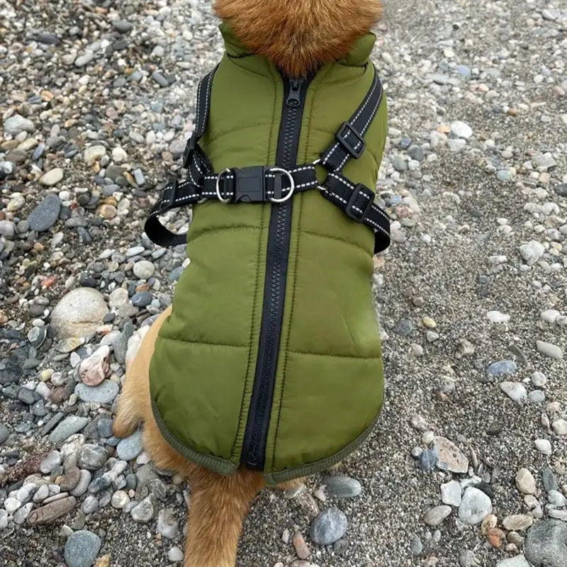 Maliben Waterproof Dog Jacket for Winter with Reflective Built-In Harness