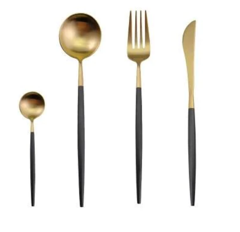 Maliben | LUXURIOUS STAINLESS STEEL 24-PIECE GOLD-SILVER CUTLERY SET