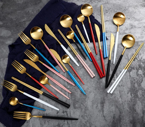 Maliben | LUXURIOUS STAINLESS STEEL 24-PIECE GOLD-SILVER CUTLERY SET