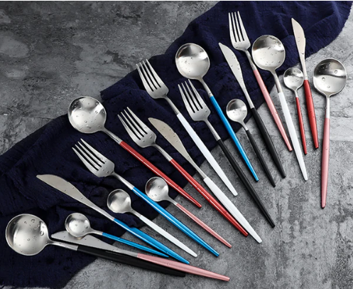Maliben | LUXURIOUS STAINLESS STEEL 24-PIECE GOLD-SILVER CUTLERY SET