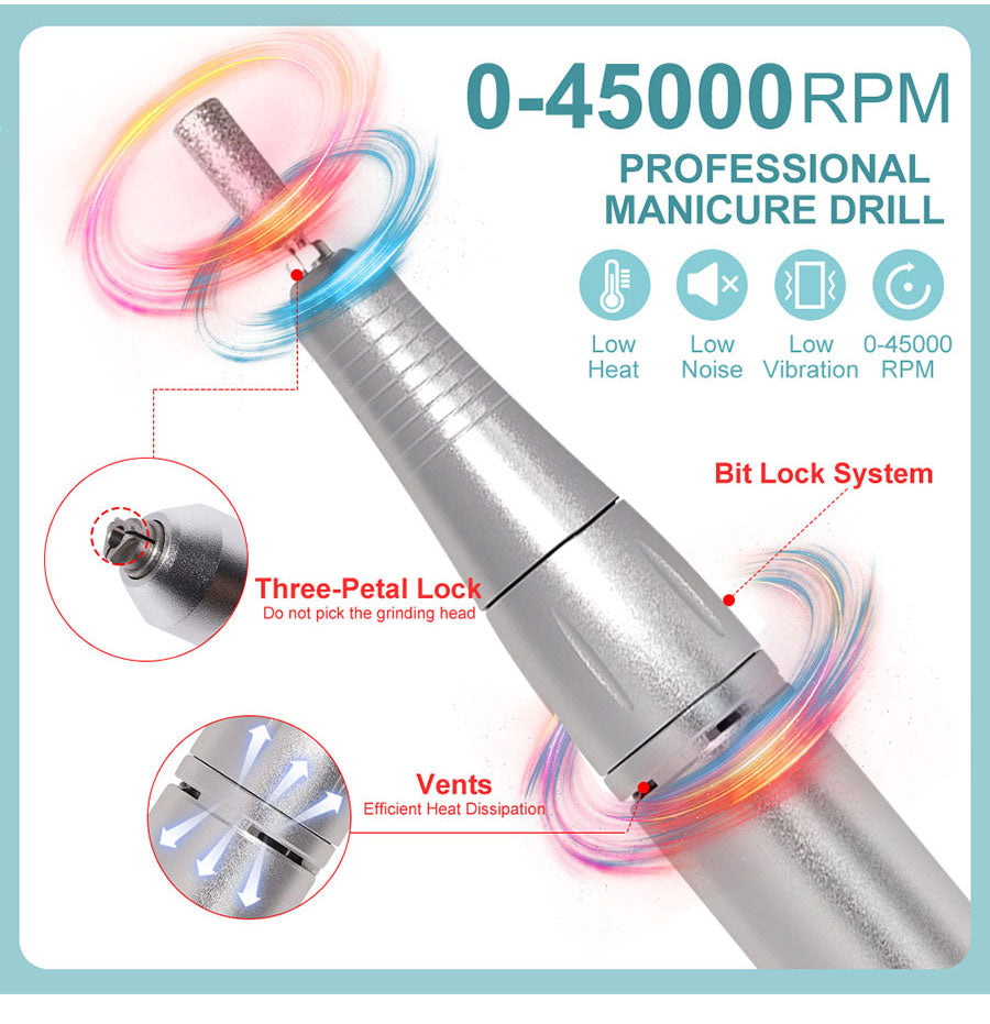 Maliben | Professional 45000rpm Portable Electric Nail File With Rechargeable Battery | Low Noise Level For Manicure