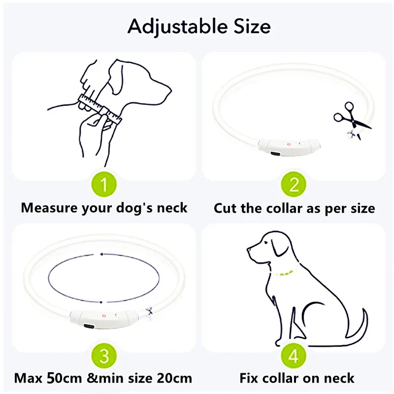 Maliben | Light Up Dog Collar, USB Rechargeable LED Glowing Collar