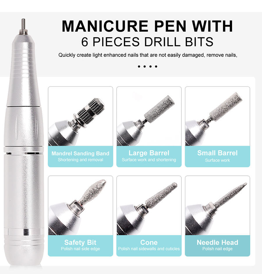Maliben | Professional 45000RPM portable electric nail file with rechargeable battery | Low noise level for manicure