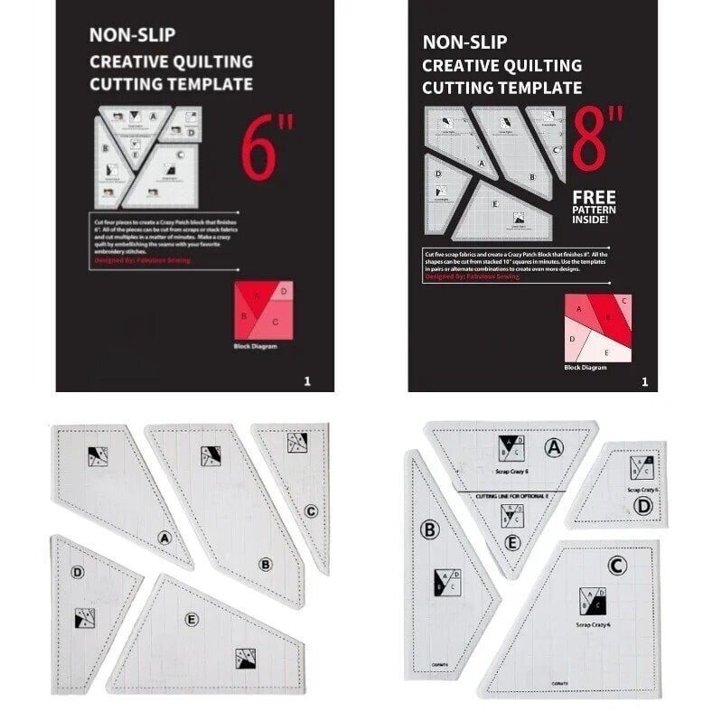 Maliben Quilting Cutting Template Set — Non-Slip Acrylic Guide