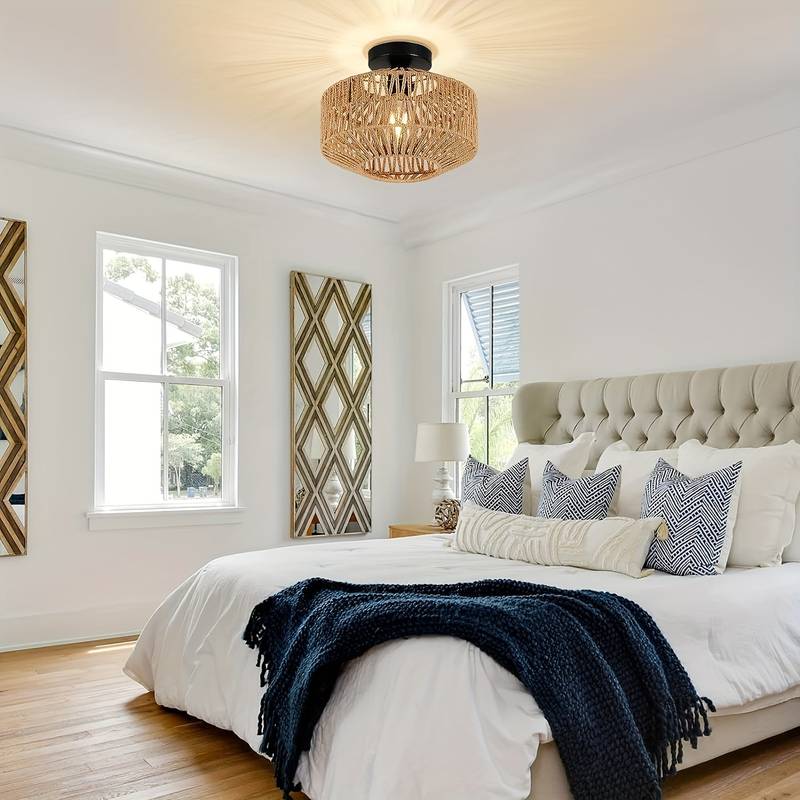 Maliben | Wovencap Ceiling Light - Boho Chic - Rustic Elegance - Modern Versatility