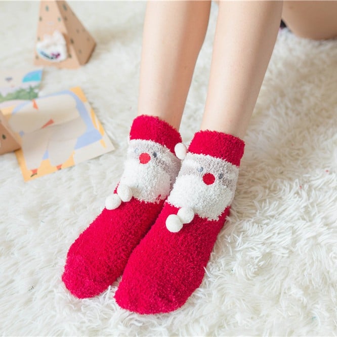 Maliben | Christmas Socks In Gift Box Design | Plush House & Cuddle Socks | Universal Size