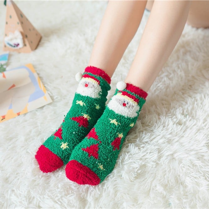 Maliben | Christmas Socks In Gift Box Design | Plush House & Cuddle Socks | Universal Size