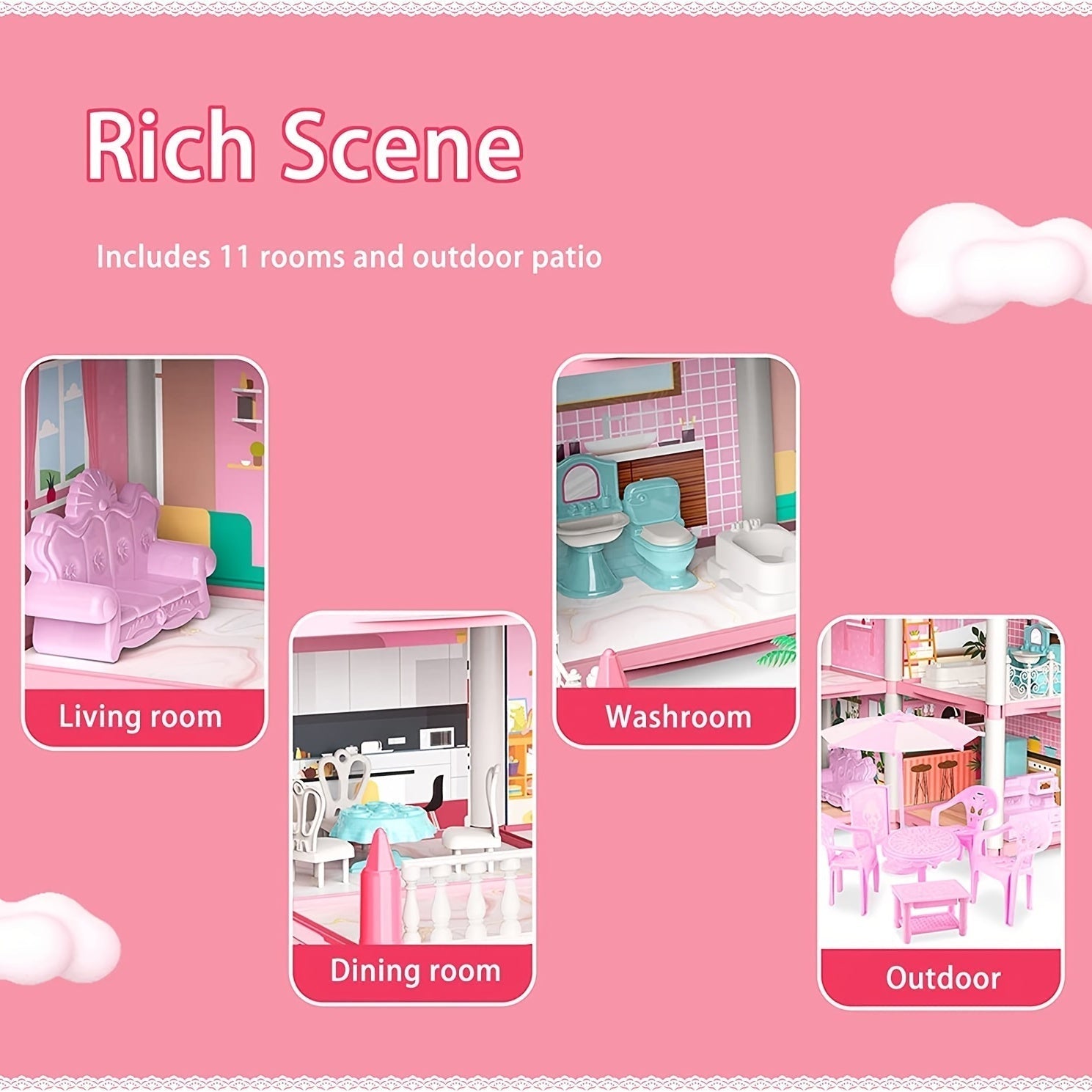 Maliben | Wonderland Dollhouse | Magical Mini World - Diy Princess Castle With Led Lighting