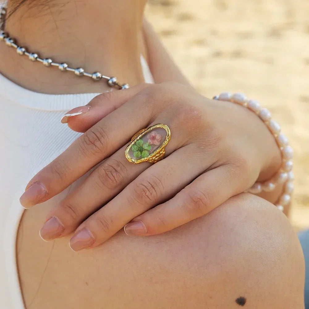 Maliben | Elegant Floral Adjustable Rings