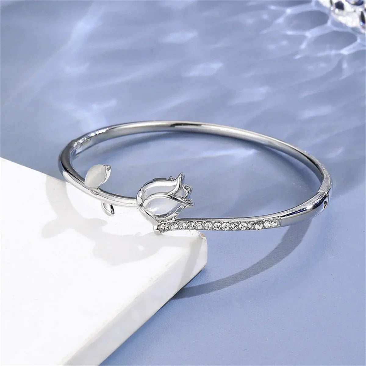 Maliben | Elegant Tulip Opal Diamond Accented Bracelet