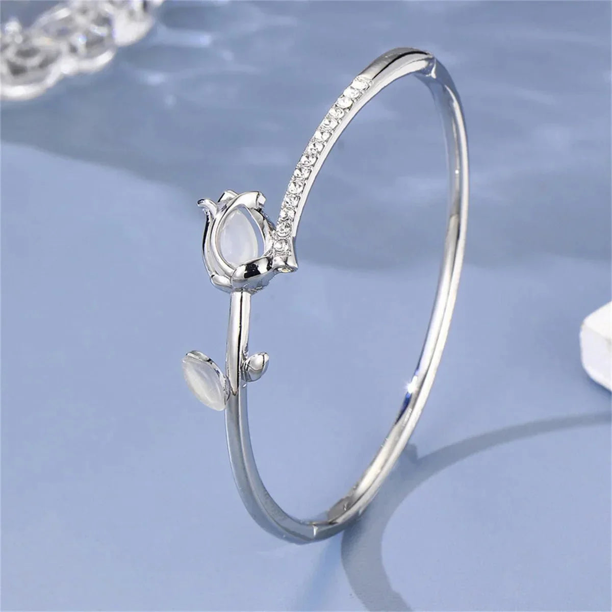 Maliben | Elegant Tulip Opal Diamond Accented Bracelet