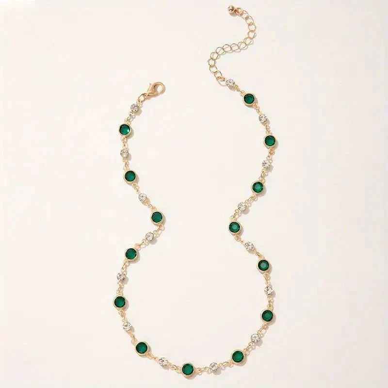 Maliben | Emerald And Diamond Spaced Choker Necklace