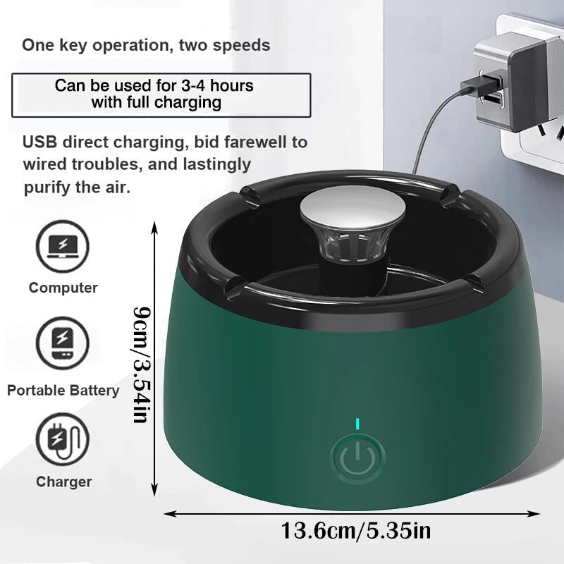 Maliben Odorless Smoke-Free Ashtray - Portable Smoke Catcher with Scent Filter