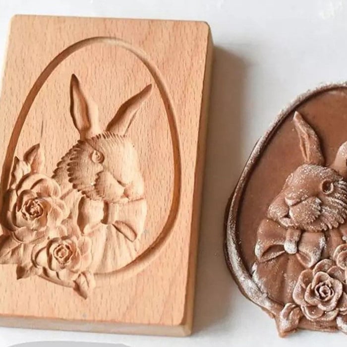 Maliben | Wooden Cookie Mold Set | Engraved Pastry Stamps | Gingerbread & Biscuit Press