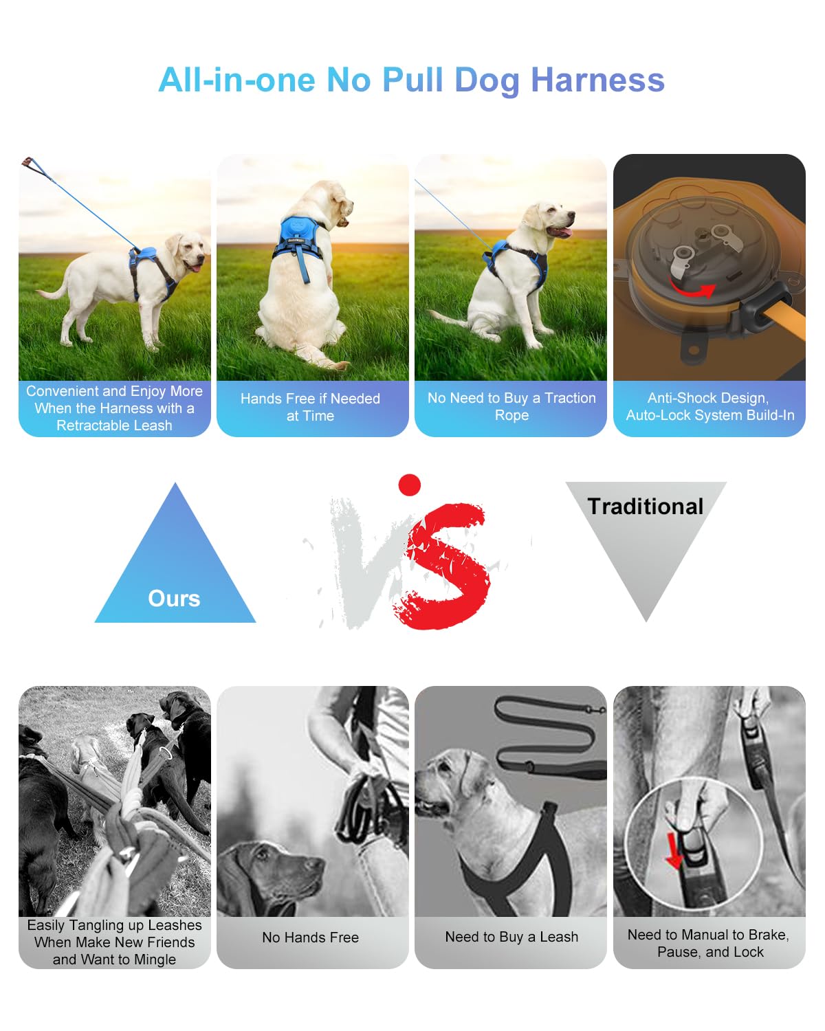Maliben | mamymarket™ - Dog Harness and Retractable Leash Set All-in-One