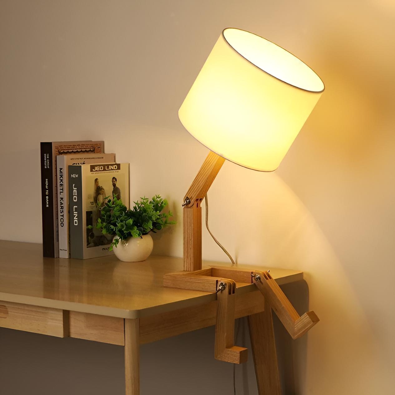 Maliben | Flexible Robot Desk Lamp Made Of Solid Wood – Lumobot