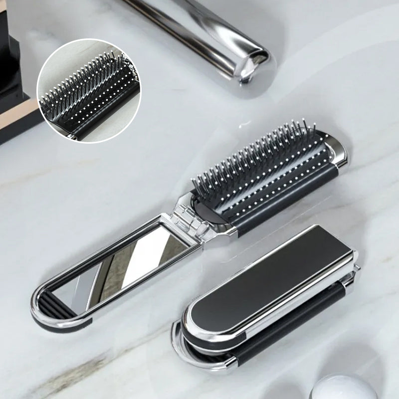Maliben | Mirrorflex Travel Mirror Hair Brush | Foldable & Compact | Practical Styling On The Go