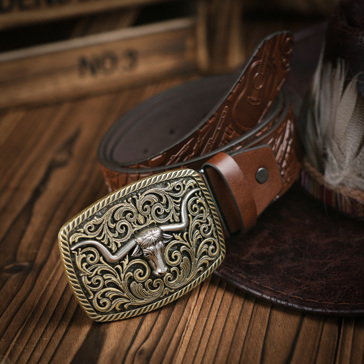 Maliben | Men's Belt In Western Style – Vegan Leather Belt With Robust Metal Buckle