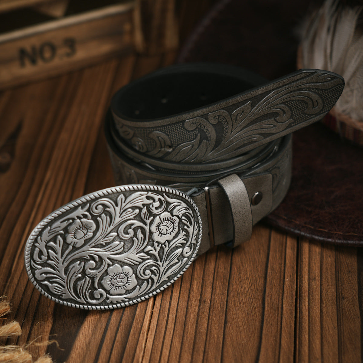 Maliben | Men's Belt In Western Style – Vegan Leather Belt With Robust Metal Buckle