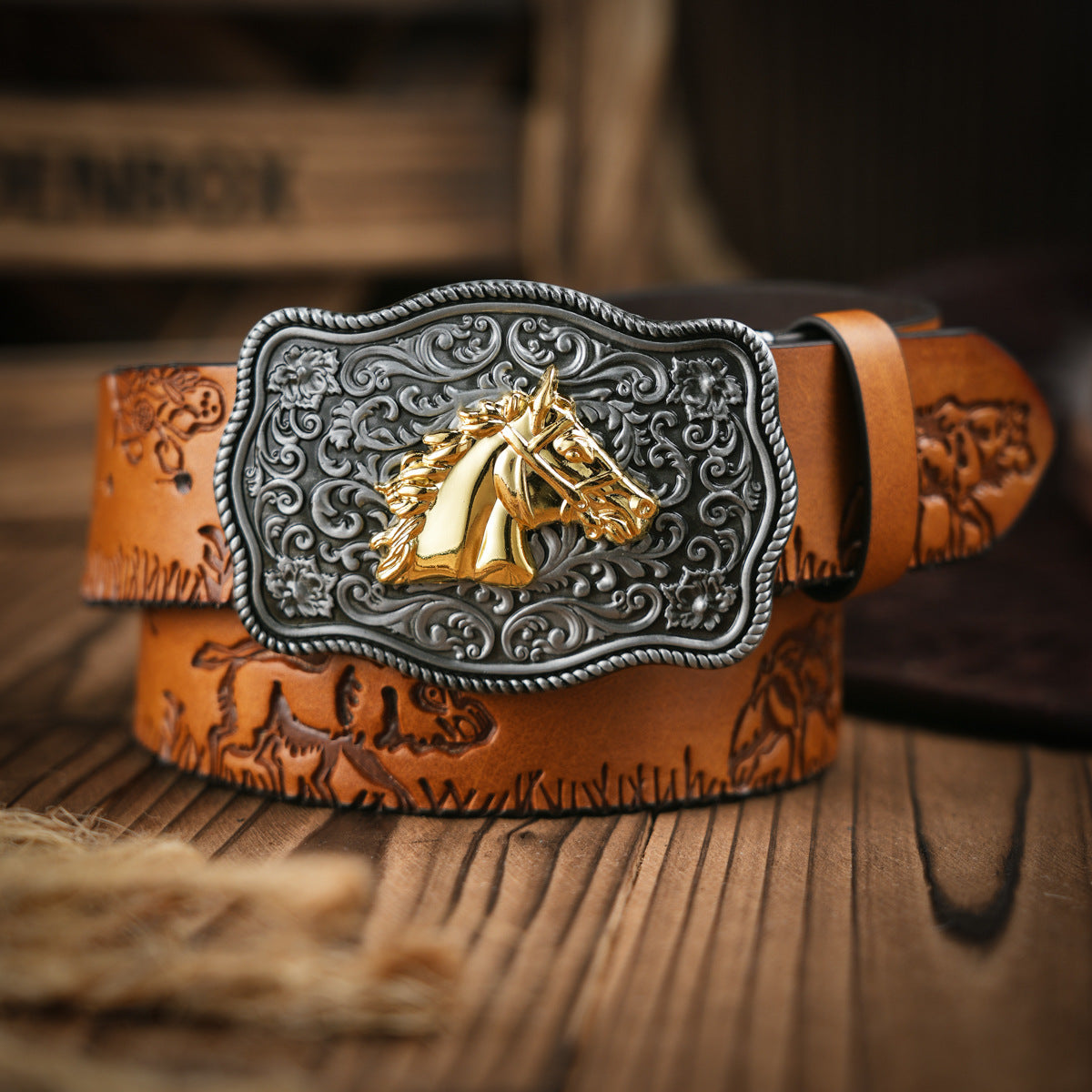 Maliben | Men's Belt In Western Style – Vegan Leather Belt With Robust Metal Buckle
