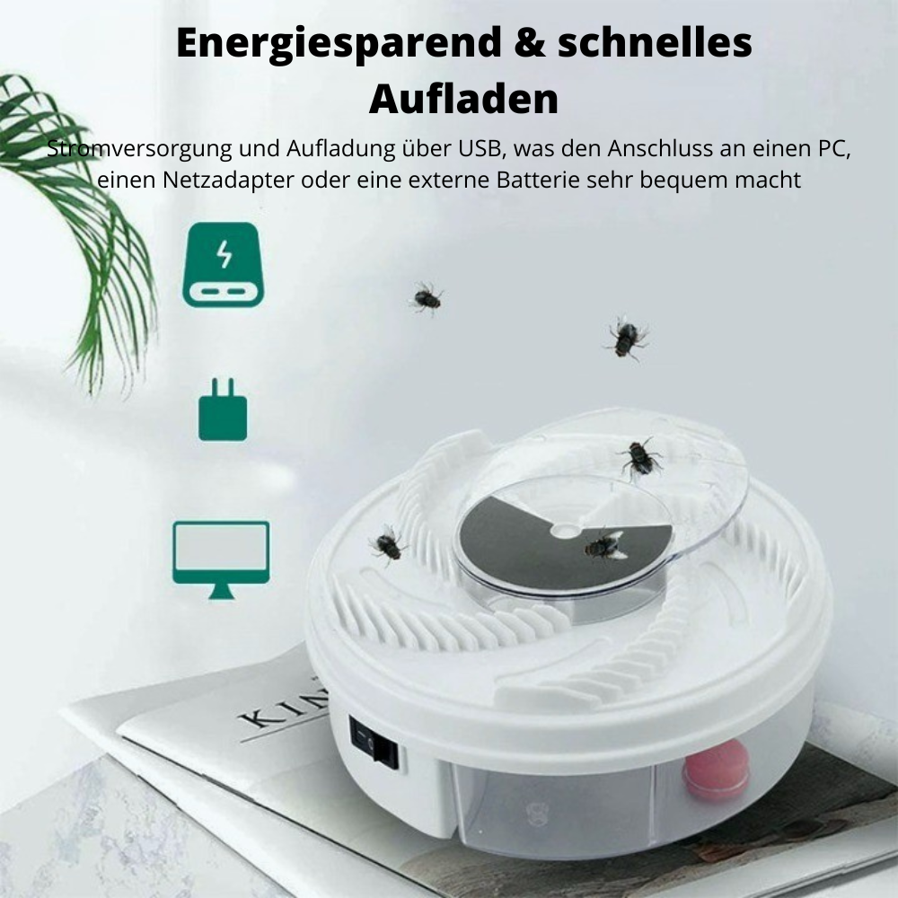 Maliben | Insektosilent Fly Trap With Rotation & Bait Chambers | Quiet & Eco-Friendly | For Indoor & Outdoor