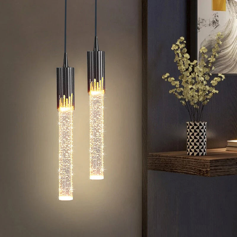 Maliben | Glass Pendant Lamp In Cylindrical Shape - Lustreau